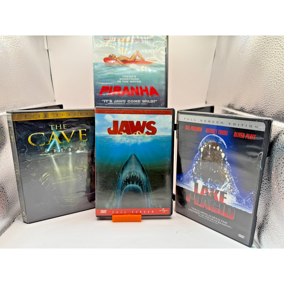 Jaws, Piranha, Lake Placid, The Cave DVD Pack Horror Creature Feature Movies - Picture 1 of 16